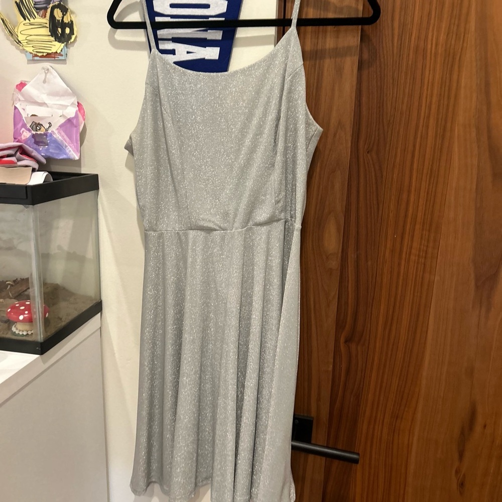 Silver Sparkle Spaghetti-Strap Dress